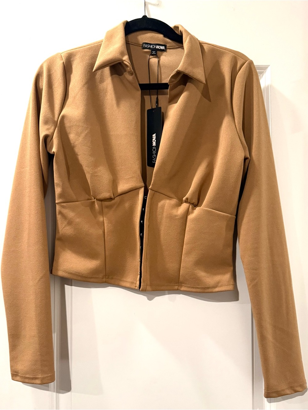 Fashion Nova Tan Cropped Blazer Jacket